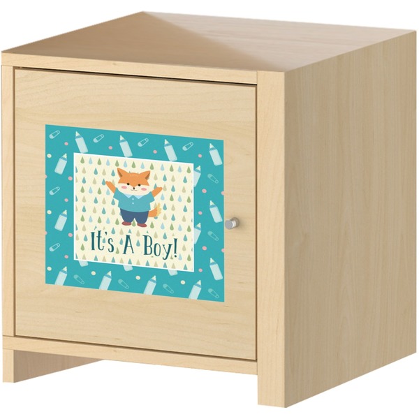 Baby Shower Square Wall Decal on Wooden Cabinet