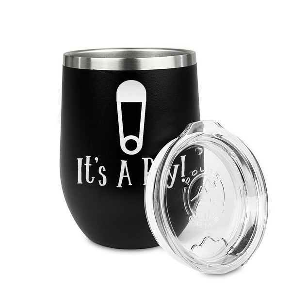 Baby Shower Stainless Wine Tumblers - Black - Double Sided - Alt View