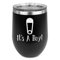 Baby Shower Stemless Stainless Steel Wine Tumbler - Black - Double Sided