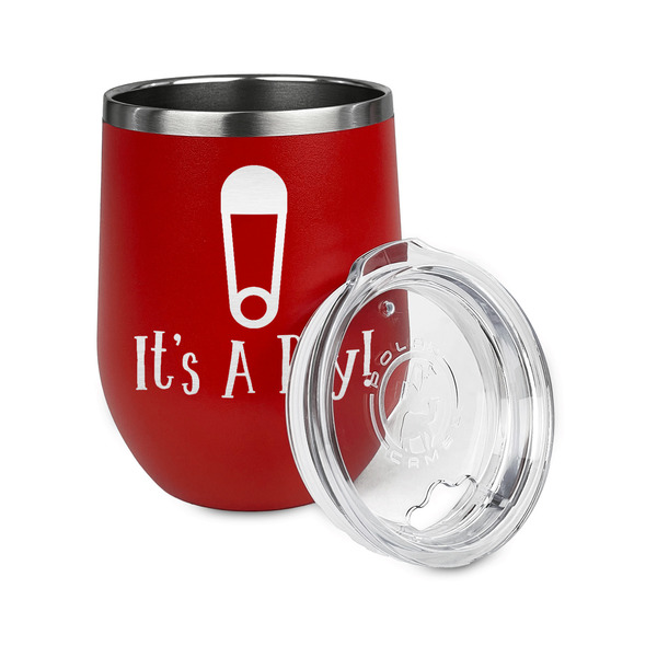 Baby Shower Stainless Wine Tumblers - Red - Double Sided - Alt View