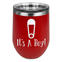 Baby Shower Stemless Stainless Steel Wine Tumbler - Red - Double Sided