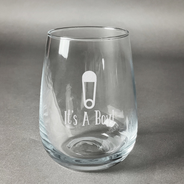 Custom Baby Shower Stemless Wine Glass - Engraved
