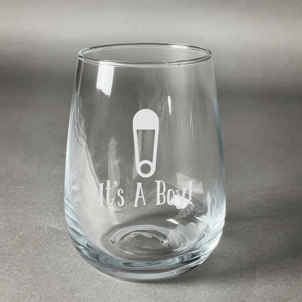 Custom Baby Shower Stemless Wine Glass - Engraved