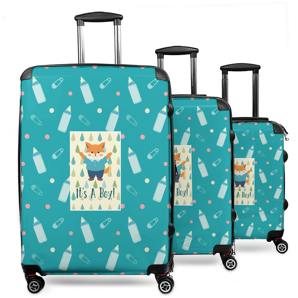 Custom Baby Shower 3 Piece Luggage Set - 20" Carry On, 24" Medium Checked, 28" Large Checked