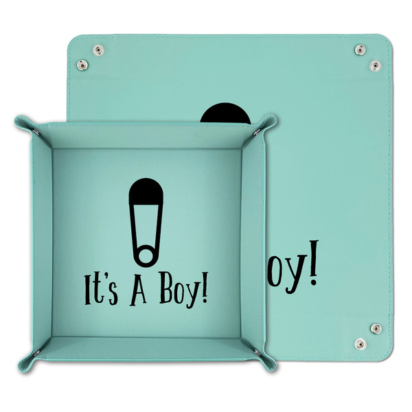 Baby Shower Teal Faux Leather Valet Trays - PARENT MAIN