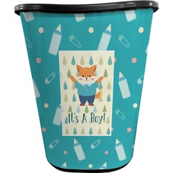 Baby Shower Waste Basket - Single Sided (Black) (Personalized)