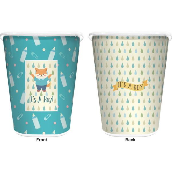 Baby Shower Trash Can White - Front and Back - Apvl