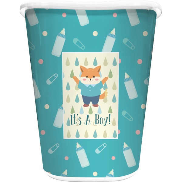 Custom Baby Shower Waste Basket - Single Sided (White) (Personalized)