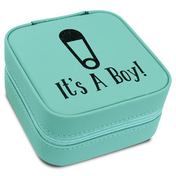 Baby Shower Travel Jewelry Box - Teal Leather
