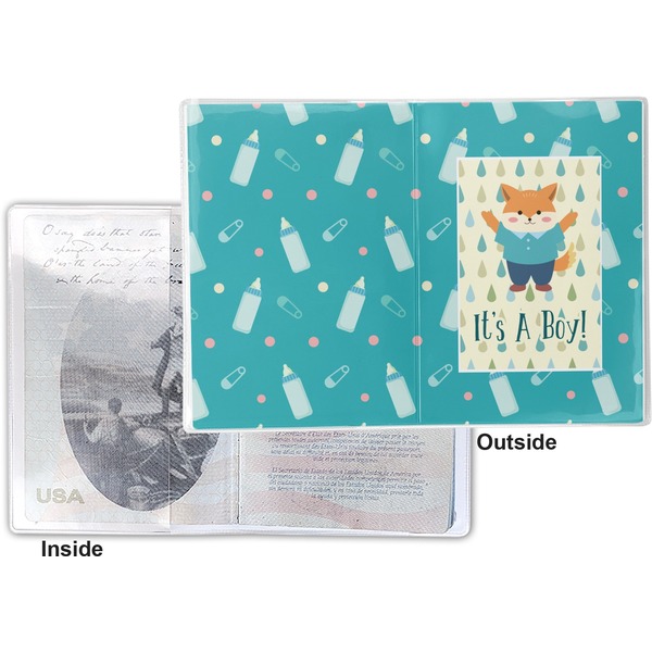 Baby Shower Vinyl Passport Holder - Flat Front and Back