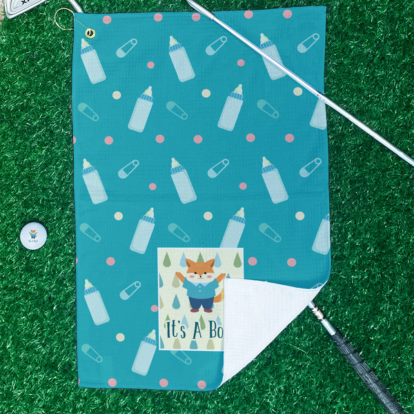 Baby Shower Waffle Weave Golf Towel - In Context