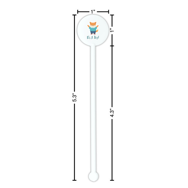 Baby Shower White Plastic 5.5" Stir Stick - Round - Dimensions