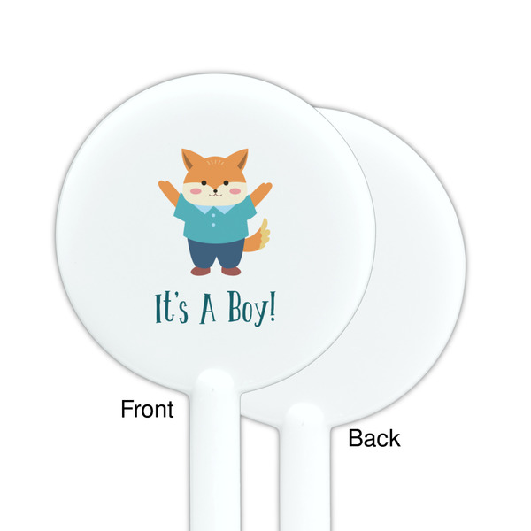 Baby Shower White Plastic 5.5" Stir Stick - Single Sided - Round - Front & Back