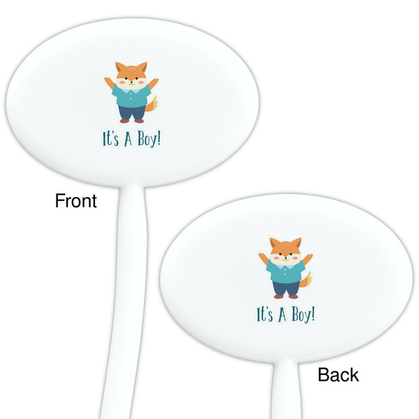 Baby Shower White Plastic 7" Stir Stick - Double Sided - Oval - Front & Back