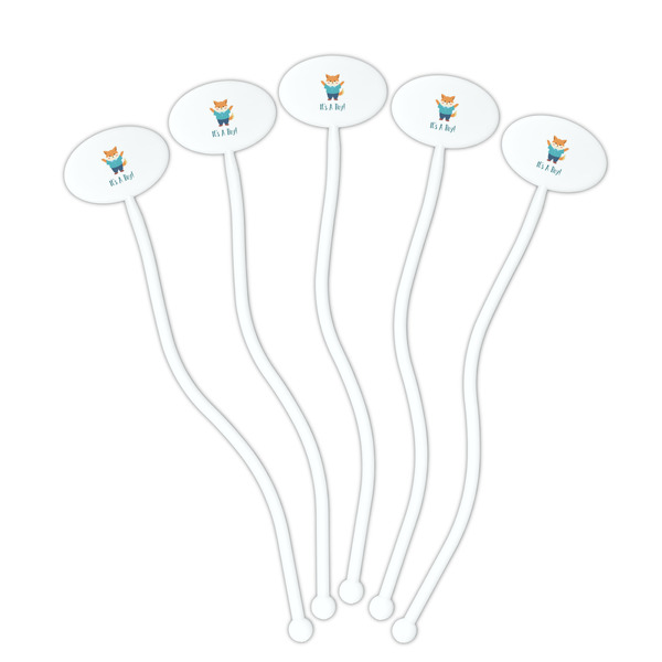 Baby Shower White Plastic 7" Stir Stick - Oval - Fan