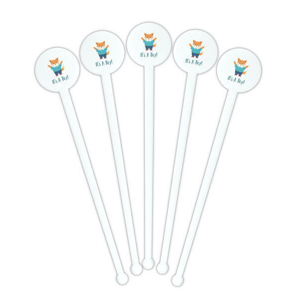 Baby Shower White Plastic 7" Stir Stick - Round - Fan View