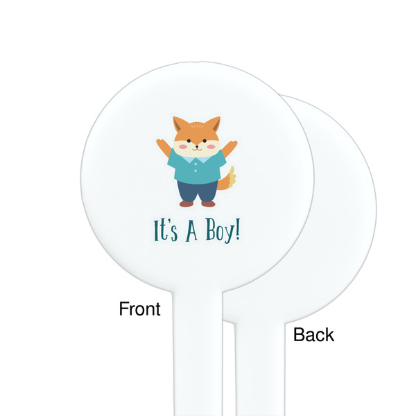 Baby Shower White Plastic 7" Stir Stick - Single Sided - Round - Front & Back