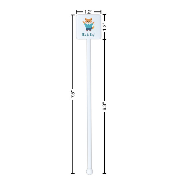 Baby Shower White Plastic Stir Stick - Square - Dimensions
