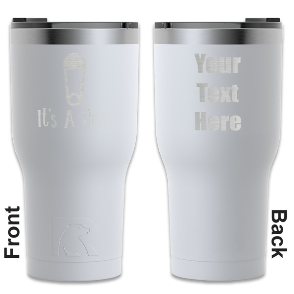 Custom Baby Shower RTIC Tumbler - White - Engraved Front & Back (Personalized)