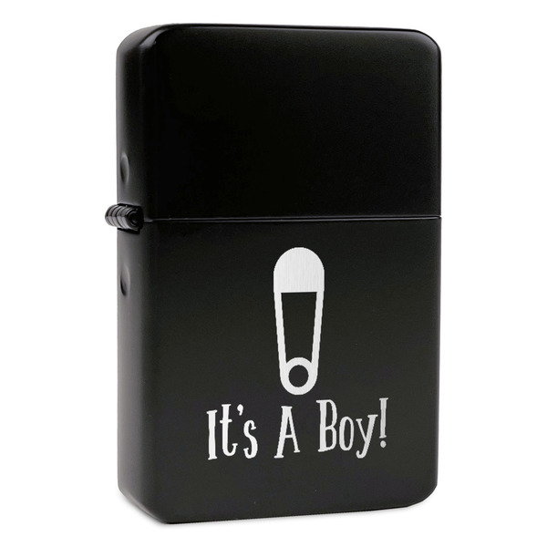 Custom Baby Shower Windproof Lighter - Black - Single Sided