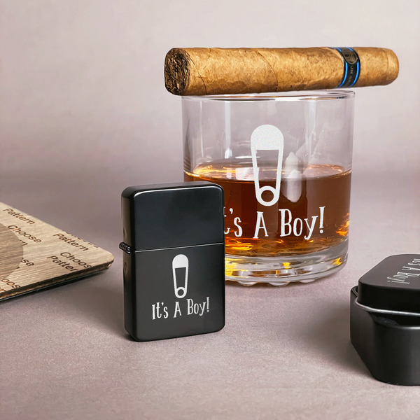 Baby Shower Windproof Lighters - Black - In Context