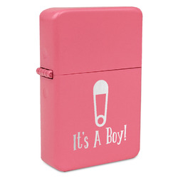 Baby Shower Windproof Lighter - Pink - Single Sided & Lid Engraved