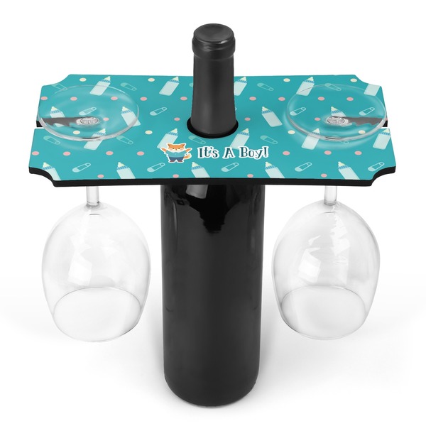 Custom Baby Shower Wine Bottle & Glass Holder (Personalized)