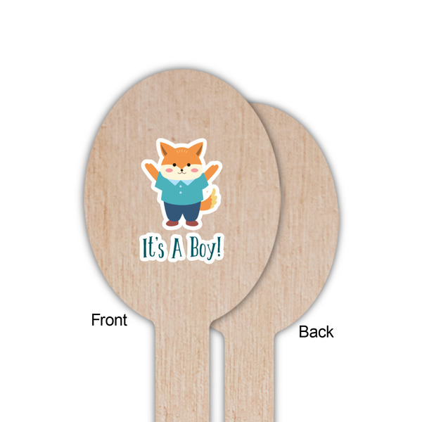 Baby Shower Wooden Food Pick - Oval - Single Sided - Front & Back