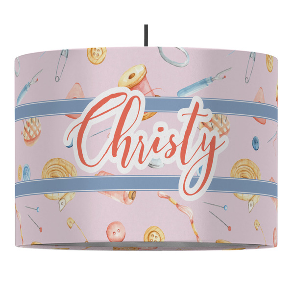 Custom Sewing Time 16" Drum Pendant Lamp - Fabric (Personalized)