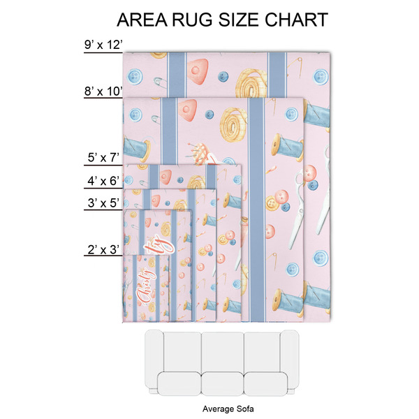 Sewing Time 2'x3' Indoor Area Rugs - Size Chart