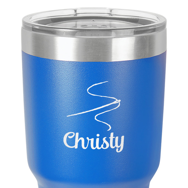 Sewing Time 30 oz Stainless Steel Ringneck Tumbler - Blue - Close Up