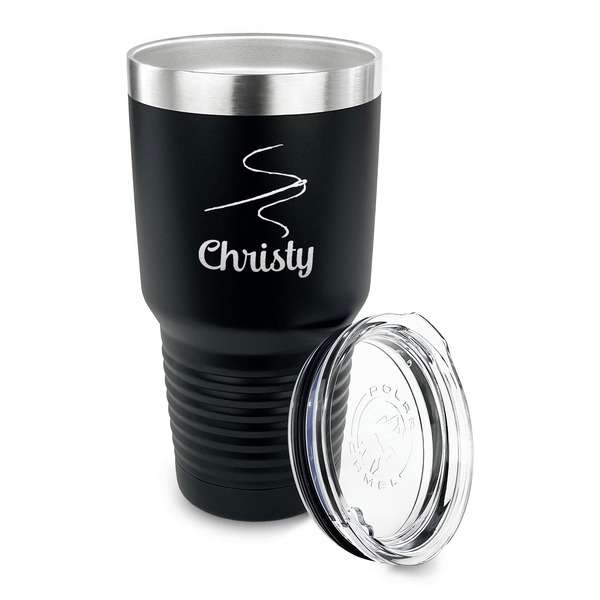 Sewing Time 30 oz Stainless Steel Ringneck Tumblers - Black - LID OFF