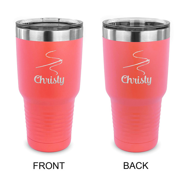 Custom Sewing Time 30 oz Stainless Steel Tumbler - Coral - Double Sided (Personalized)