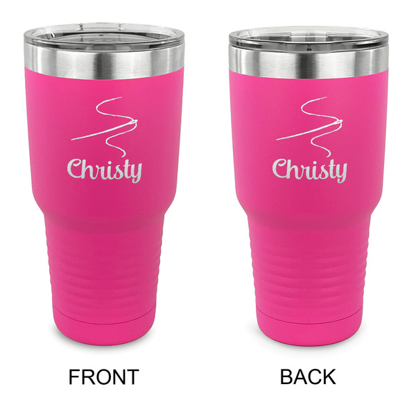 Custom Sewing Time 30 oz Stainless Steel Tumbler - Pink - Double Sided (Personalized)