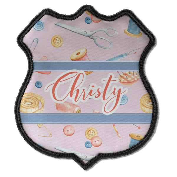 Custom Sewing Time Iron On Shield Patch C w/ Name or Text