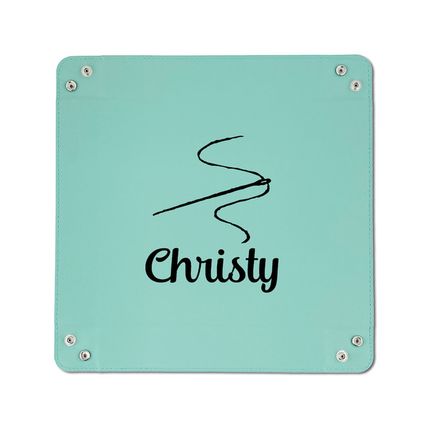 Sewing Time 6" x 6" Teal Leatherette Snap Up Tray - APPROVAL