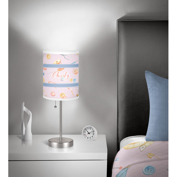 Sewing Time 7 inch drum lamp shade - in room