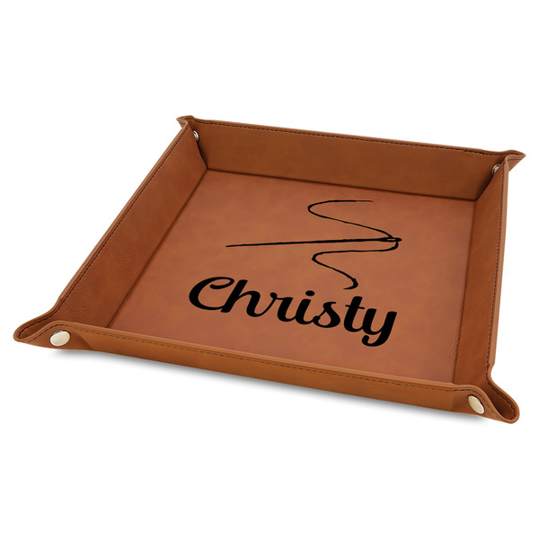 Custom Sewing Time 9" x 9" Leather Valet Tray w/ Name or Text