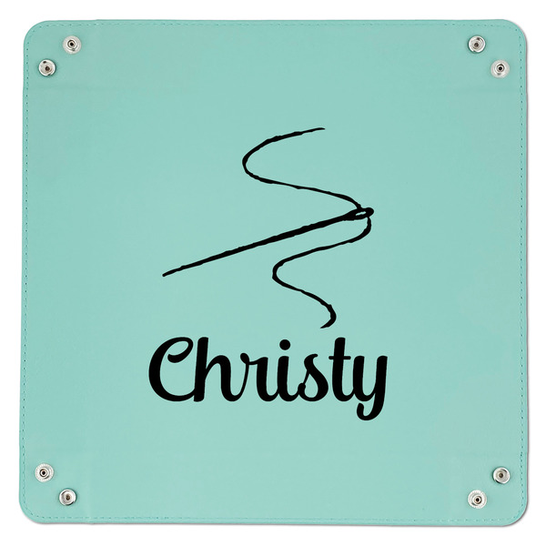 Sewing Time 9" x 9" Teal Leatherette Snap Up Tray - APPROVAL