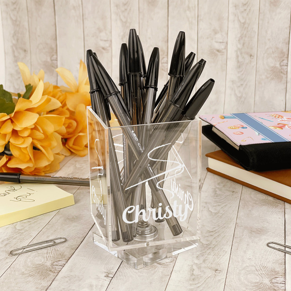 Sewing Time Acrylic Pencil Holder - IN CONTEXT