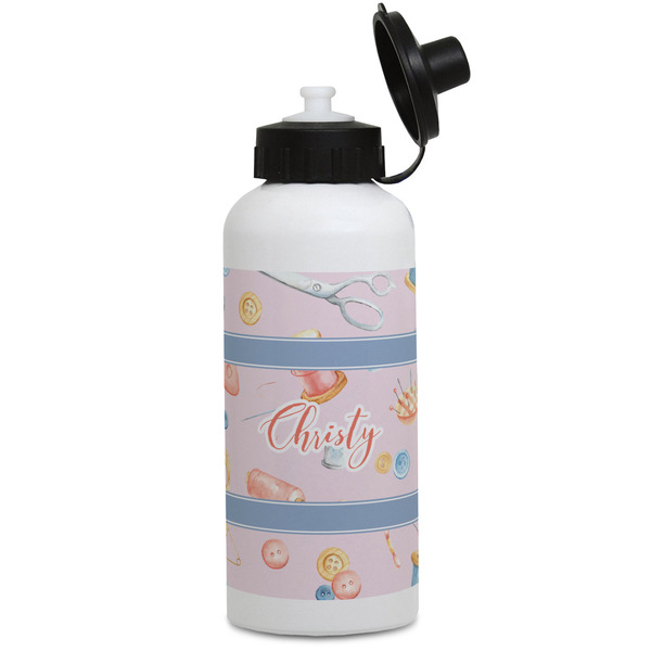 Custom Sewing Time Water Bottles - Aluminum - 20 oz - White (Personalized)