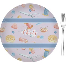 Sewing Time 8" Glass Appetizer / Dessert Plates - Single or Set (Personalized)