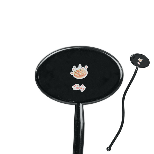 Custom Sewing Time 7" Oval Plastic Stir Sticks - Black - Single Sided (Personalized)