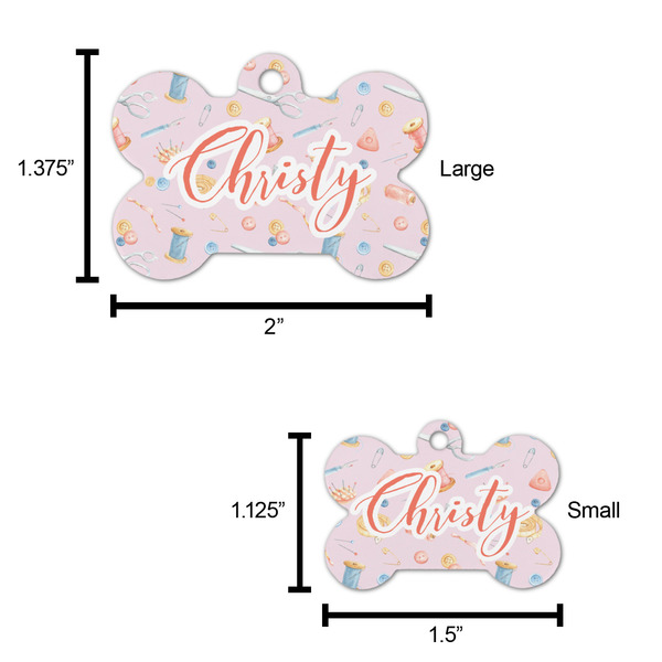 Sewing Time Bone Shaped Dog ID Tag - Large - Scale