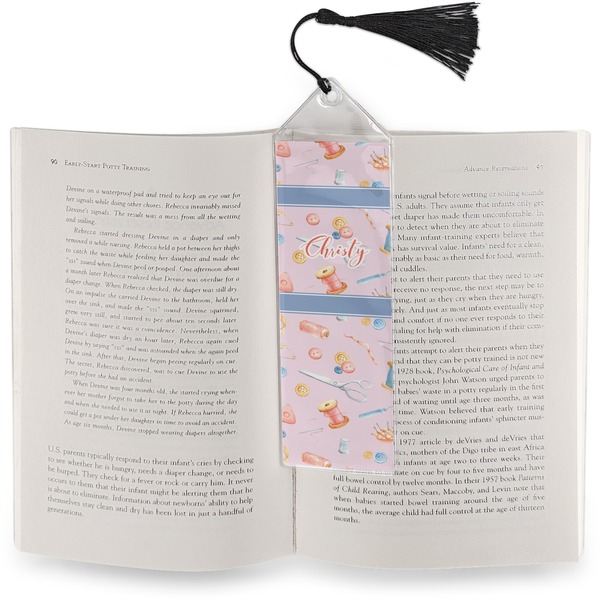 Sewing Time Bookmark with tassel - In book