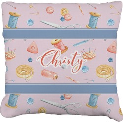 Sewing Time Faux-Linen Throw Pillow 16" (Personalized)