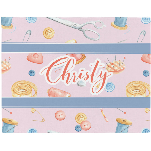 Custom Sewing Time Woven Fabric Placemat - Twill w/ Name or Text