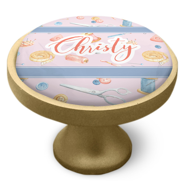 Sewing Time Cabinet Knob - Gold - Side