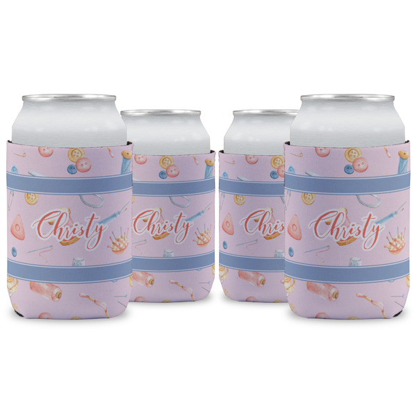 Custom Sewing Time Can Cooler (12 oz) - Set of 4 w/ Name or Text