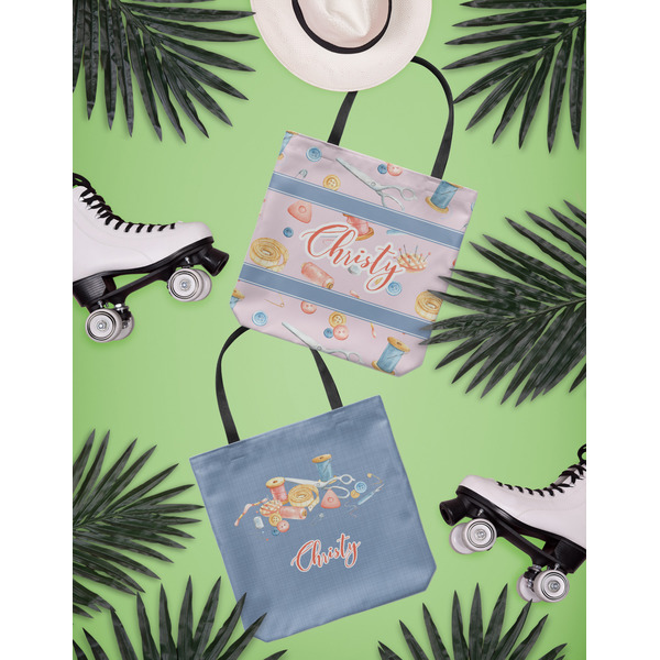Sewing Time Canvas Tote Lifestyle Front and Back